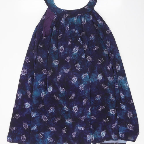 Bright & Beautiful Womens Blue Geometric Polyester Trapeze & Swing Size 10 Scoop Neck Pullover