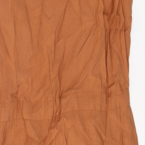 F&F Womens Orange Lyocell Pinafore/Dungaree Dress Size 10 Square Neck Zip