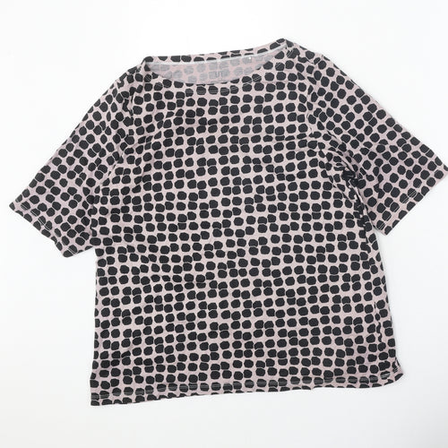 UT Womens Pink Geometric 100% Cotton Basic T-Shirt Size M Boat Neck