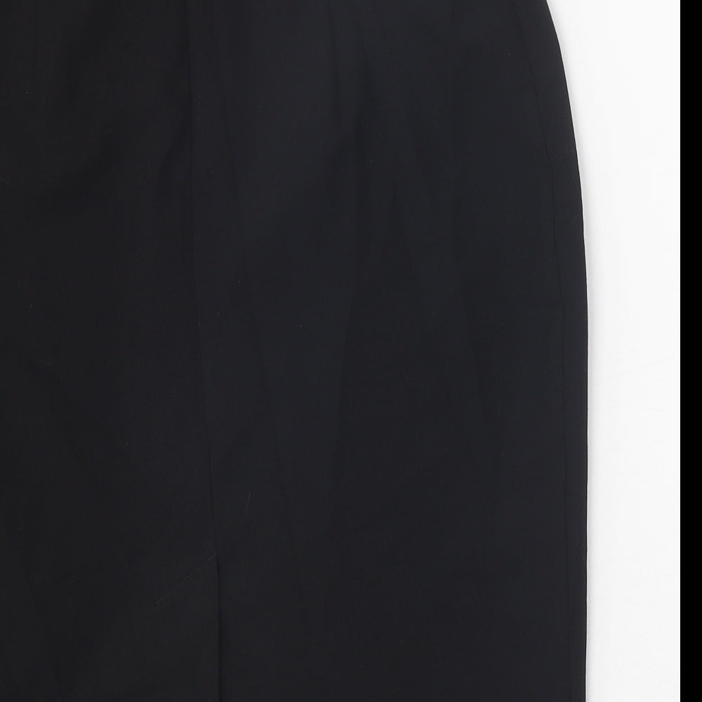 Marks and Spencer Womens Black Polyester Straight & Pencil Skirt Size 12 Zip - Belt Inlcuded