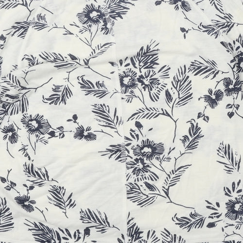 Marks and Spencer Womens White Floral Polyester Basic Blouse Size 8 Boat Neck