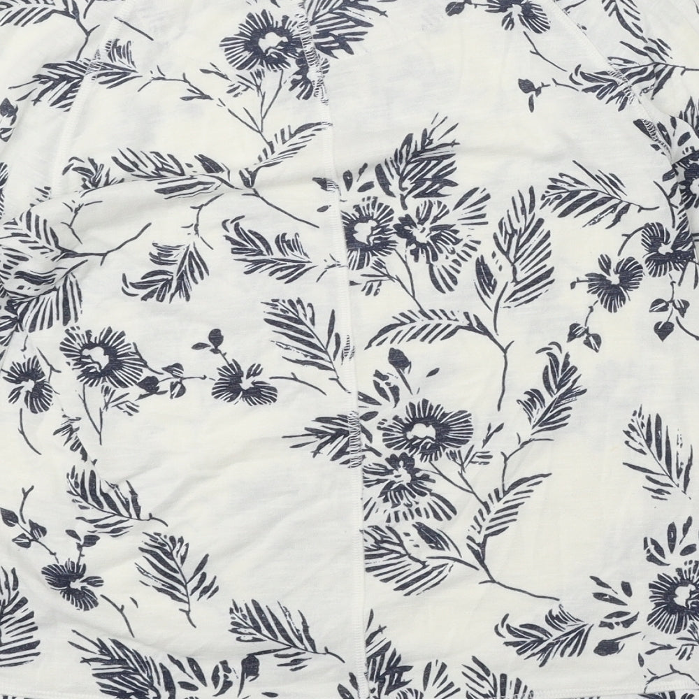 Marks and Spencer Womens White Floral Polyester Basic Blouse Size 8 Boat Neck