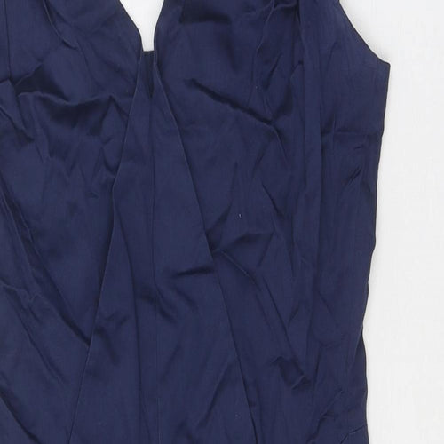 Definitions Womens Blue Cotton Shift Size 8 V-Neck Zip