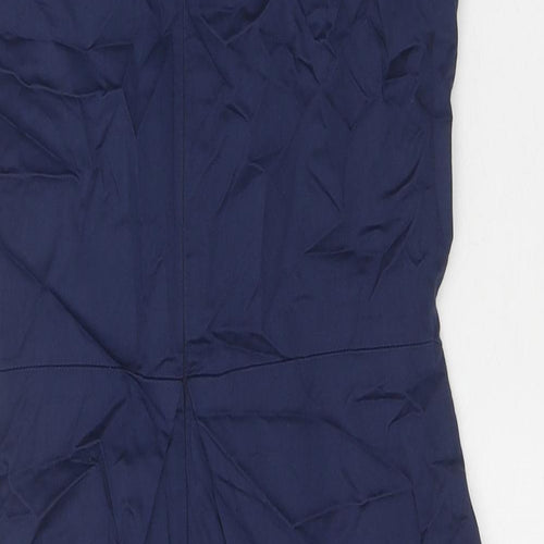 Definitions Womens Blue Cotton Shift Size 8 V-Neck Zip
