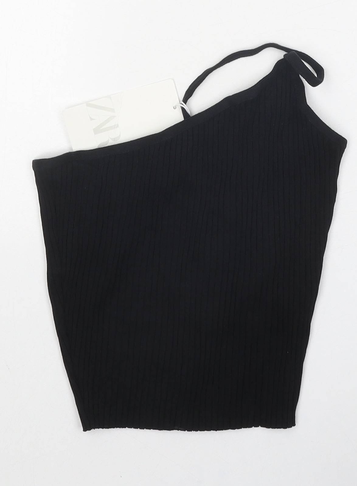 Zara Womens Black Cotton Basic Tank Size S Off the Shoulder