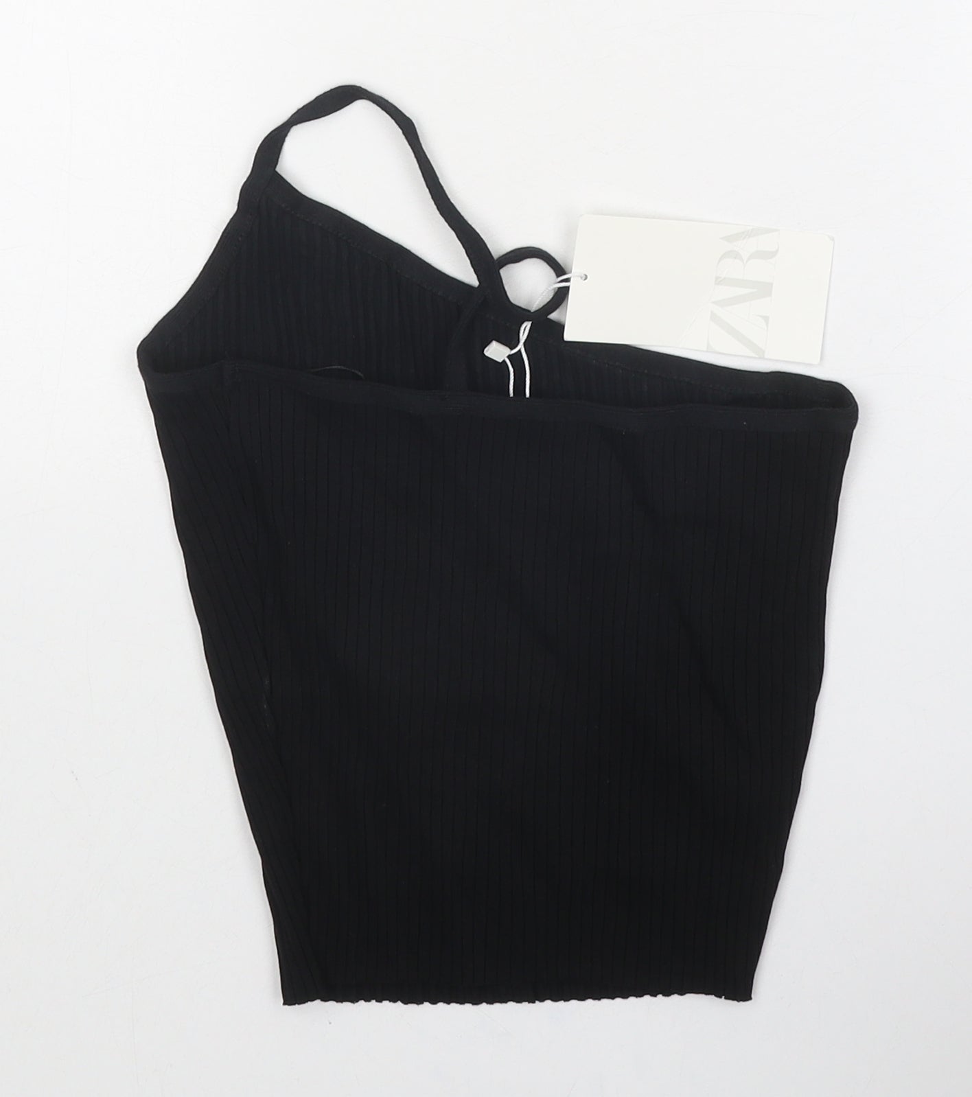 Zara Womens Black Cotton Basic Tank Size S Off the Shoulder