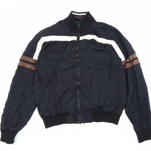 Blend of America Mens Black Striped Bomber Jacket Jacket Size XL Zip