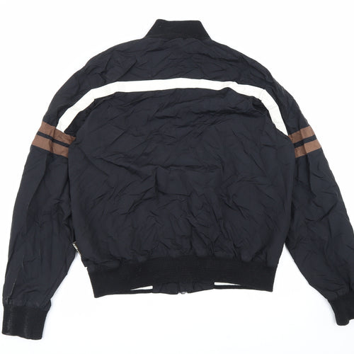 Blend of America Mens Black Striped Bomber Jacket Jacket Size XL Zip