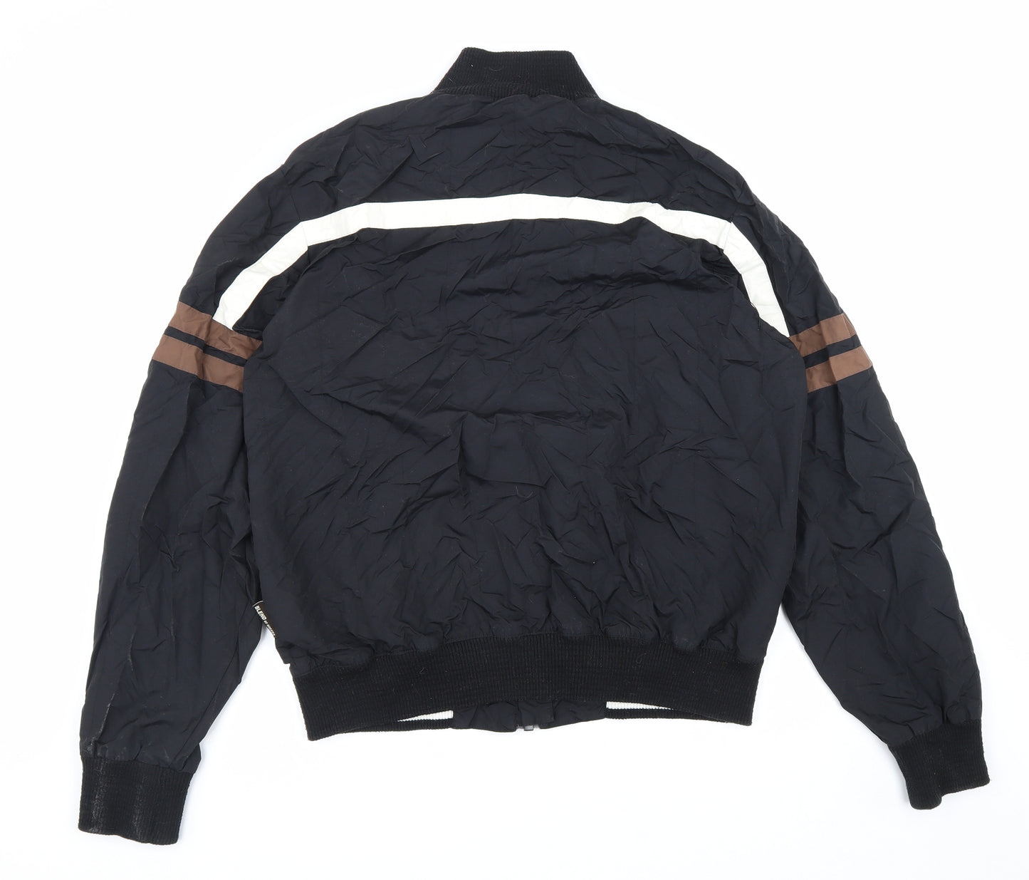 Blend of America Mens Black Striped Bomber Jacket Jacket Size XL Zip