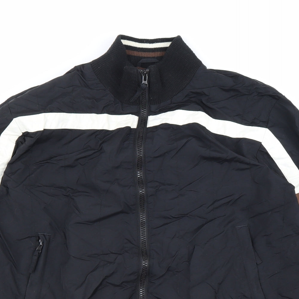 Blend of America Mens Black Striped Bomber Jacket Jacket Size XL Zip