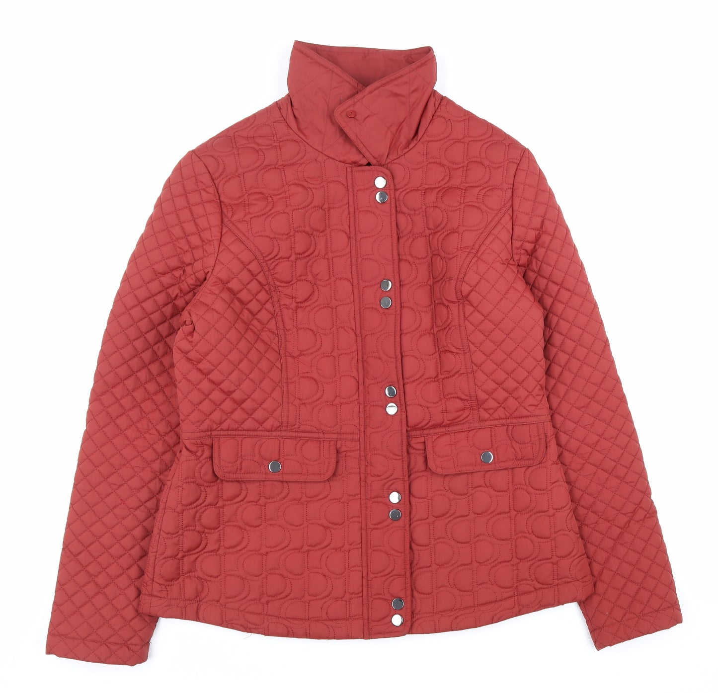 TU Womens Red Quilted Jacket Size 12 Zip