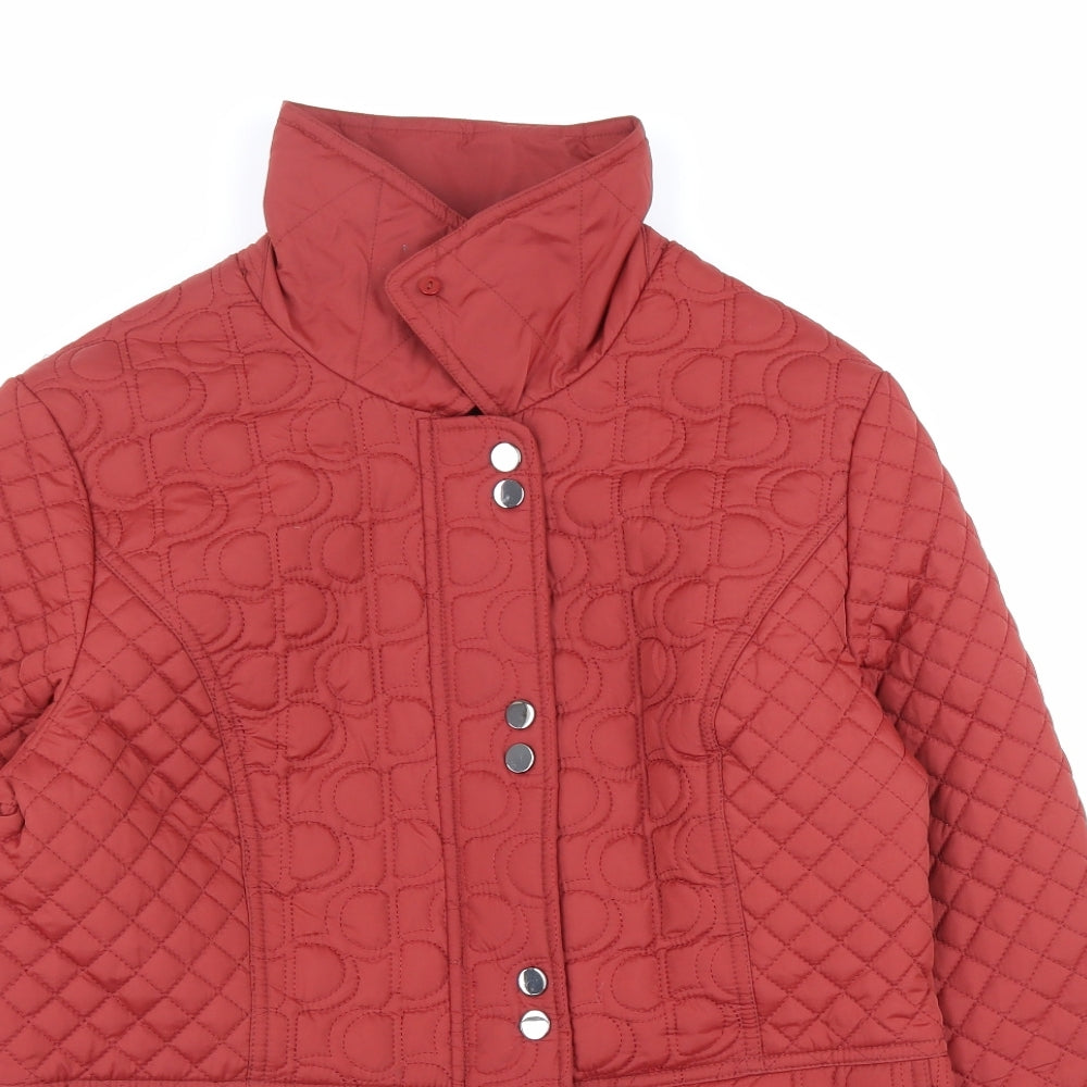 TU Womens Red Quilted Jacket Size 12 Zip