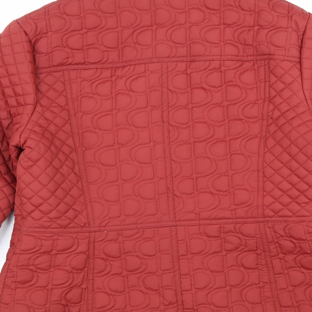 TU Womens Red Quilted Jacket Size 12 Zip