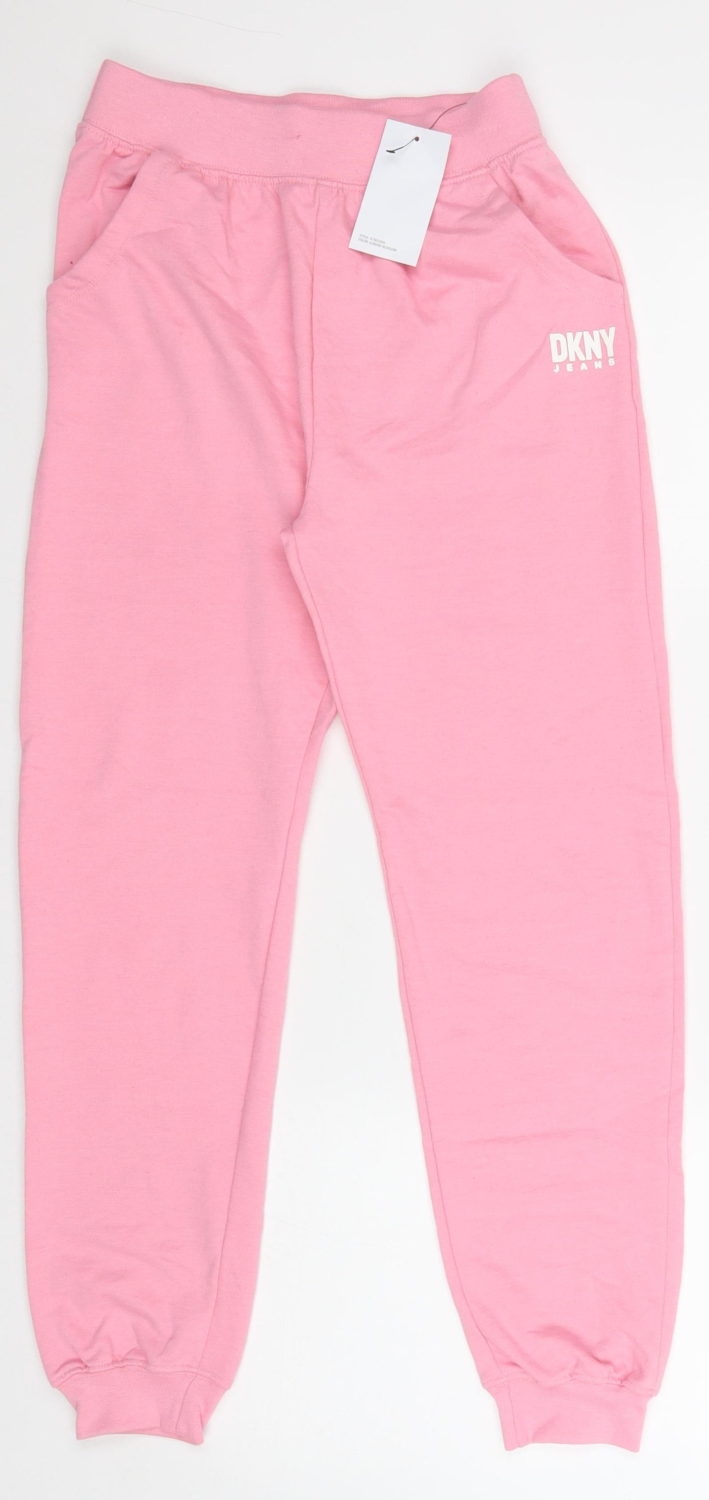 DKNY Girls Pink 100% Cotton Jogger Trousers Size L Regular