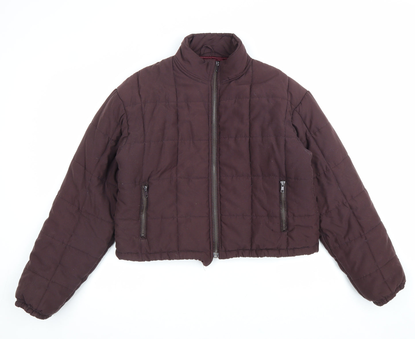 Oasis Womens Purple Puffer Jacket Jacket Size 10 Zip - Cropped