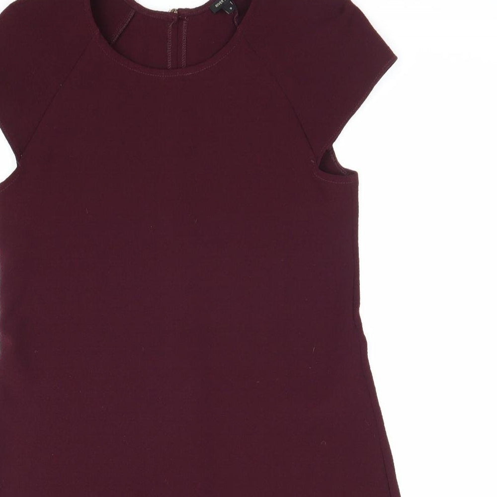 River Island Womens Purple Polyester A-Line Size 8 Round Neck Button