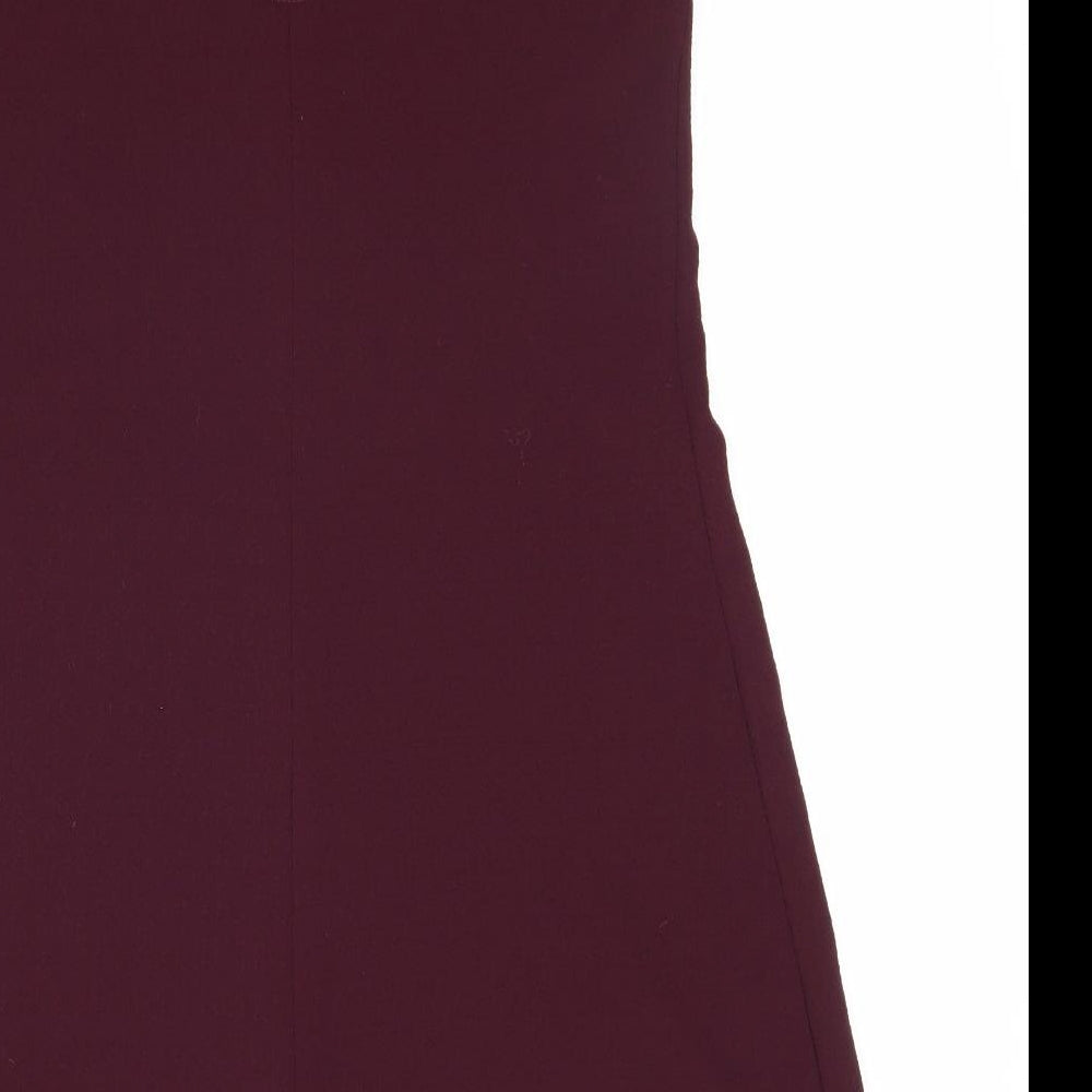 River Island Womens Purple Polyester A-Line Size 8 Round Neck Button