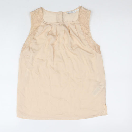New Look Womens Beige Polyester Basic Blouse Size 10 Square Neck