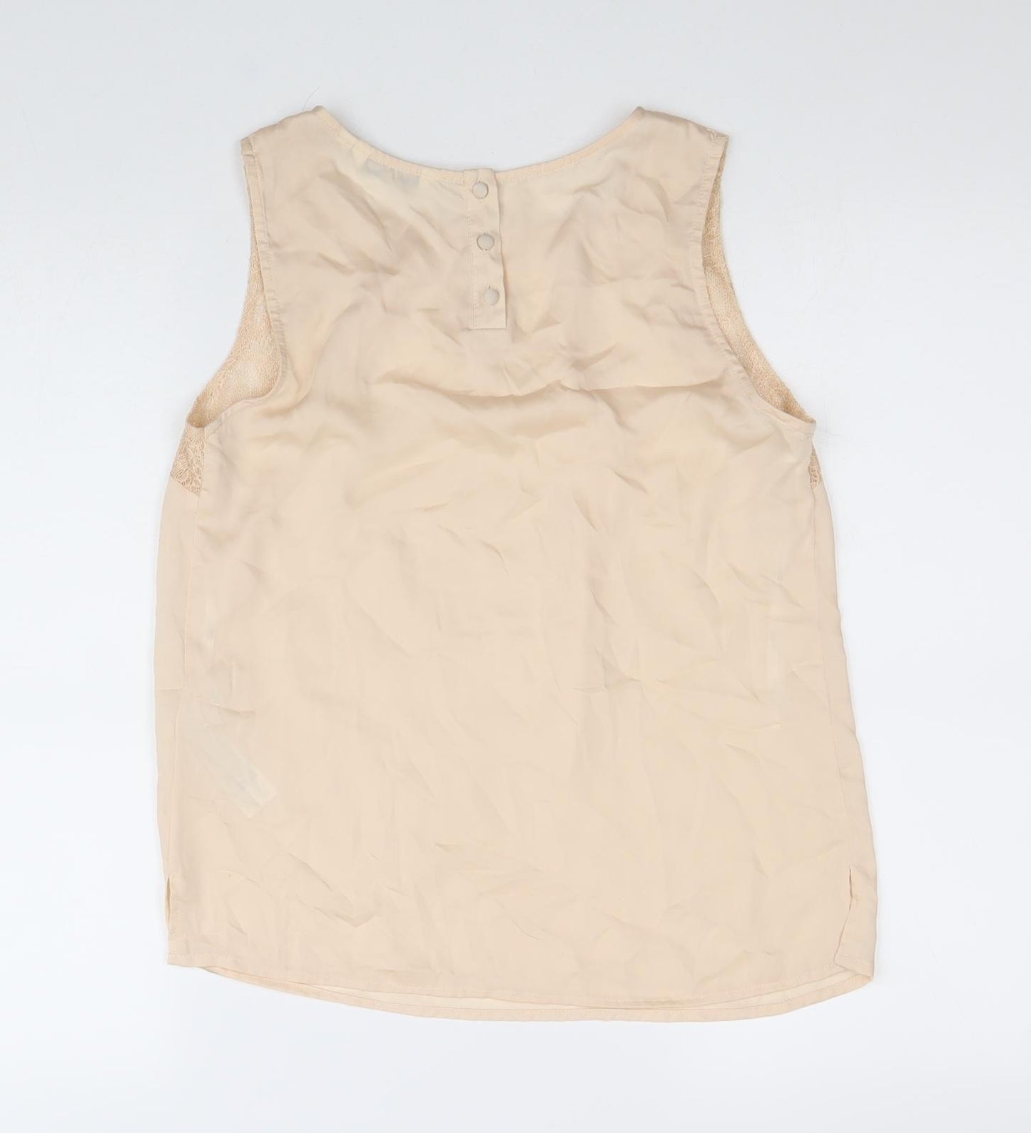 New Look Womens Beige Polyester Basic Blouse Size 10 Square Neck