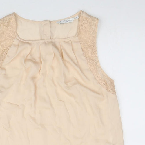 New Look Womens Beige Polyester Basic Blouse Size 10 Square Neck