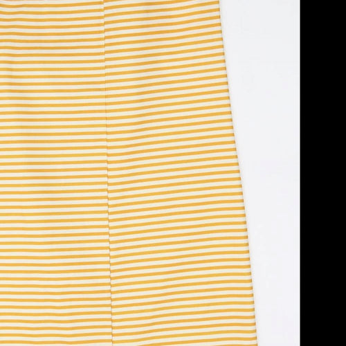 Zara Womens Yellow Striped Polyester Slip Dress Size M Square Neck Pullover