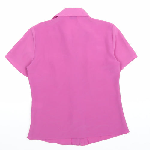 Essentials Womens Pink Polyester Basic Button-Up Size 10 Collared
