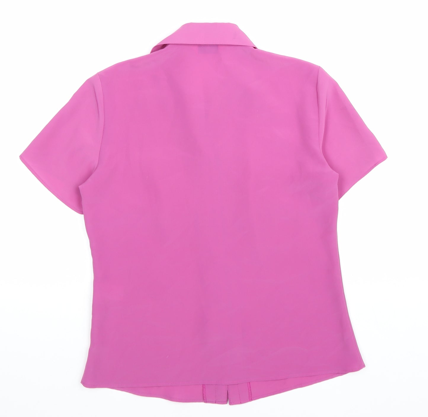 Essentials Womens Pink Polyester Basic Button-Up Size 10 Collared
