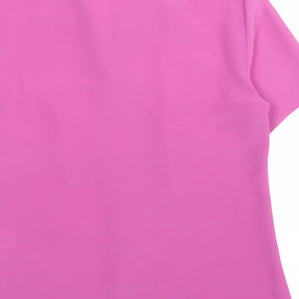 Essentials Womens Pink Polyester Basic Button-Up Size 10 Collared