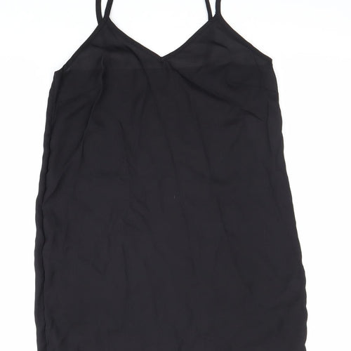 Preworn Womens Black Polyester Basic Tank Size 10 V-Neck