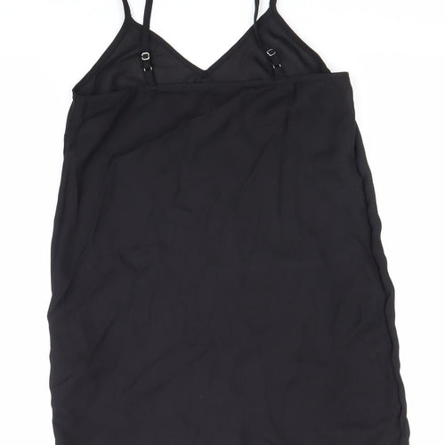 Preworn Womens Black Polyester Basic Tank Size 10 V-Neck