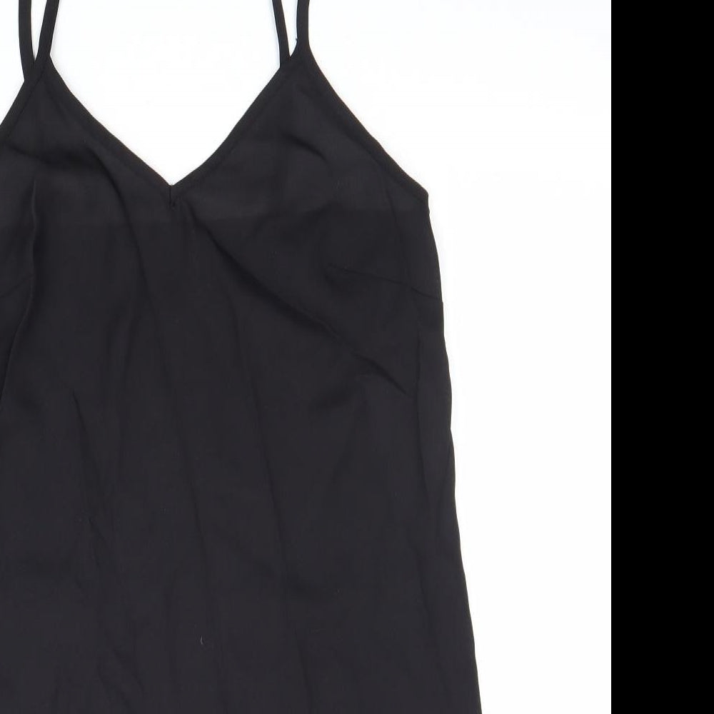 Preworn Womens Black Polyester Basic Tank Size 10 V-Neck
