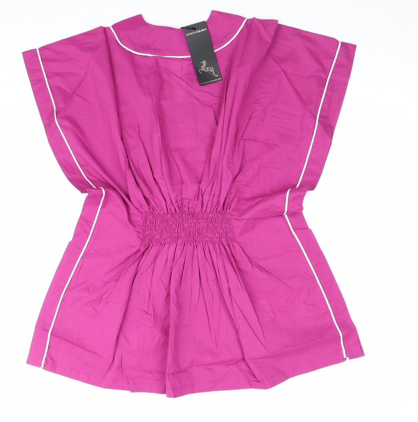 Spirit Of Arabia Womens Pink Geometric 100% Cotton Kaftan Size S V-Neck Pullover