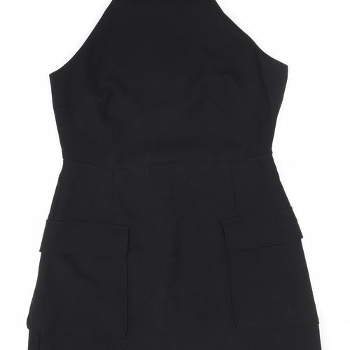 MNG Womens Black Polyester Fit & Flare Size M Round Neck Zip
