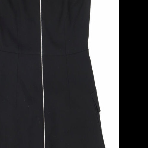 MNG Womens Black Polyester Fit & Flare Size M Round Neck Zip