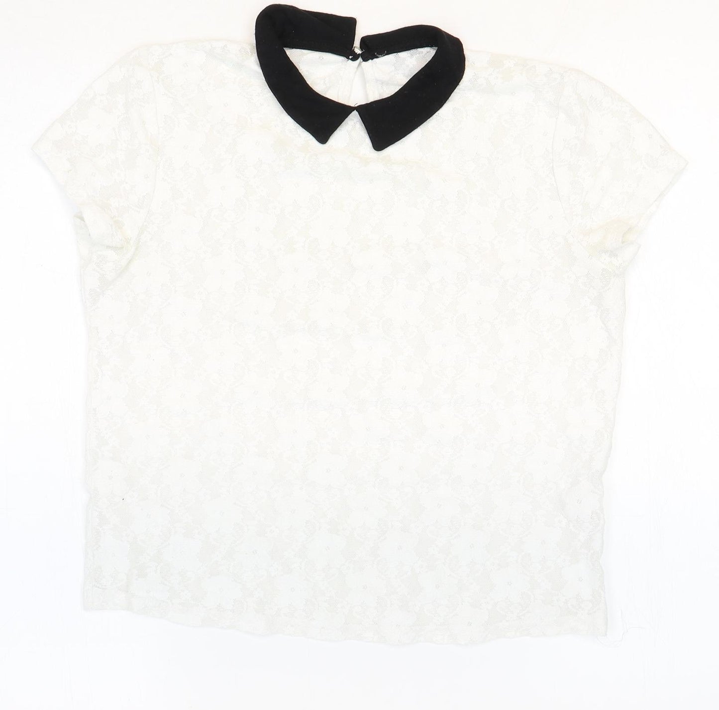 Atmosphere Womens White Geometric Polyester Basic Blouse Size 10 Collared