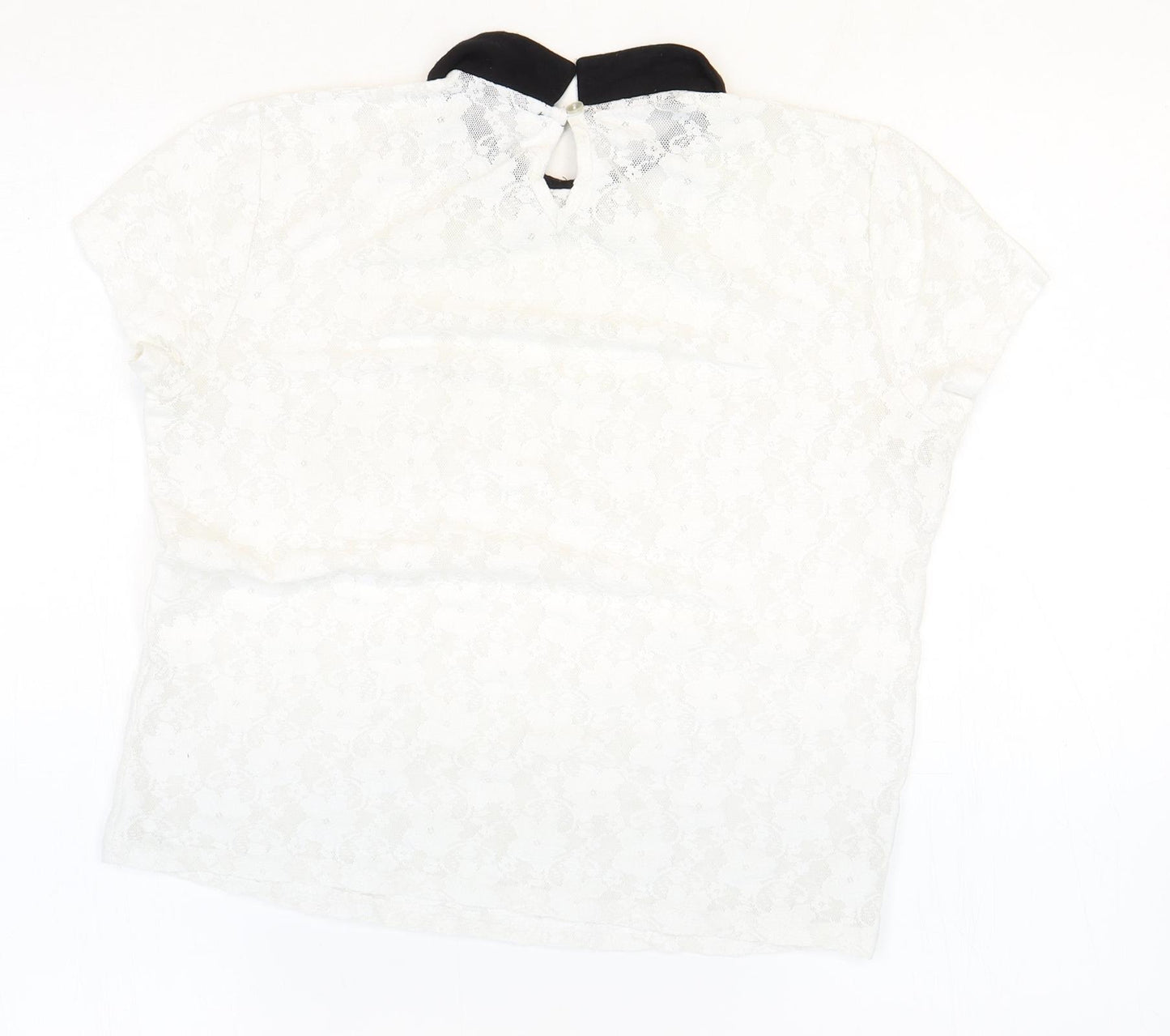 Atmosphere Womens White Geometric Polyester Basic Blouse Size 10 Collared