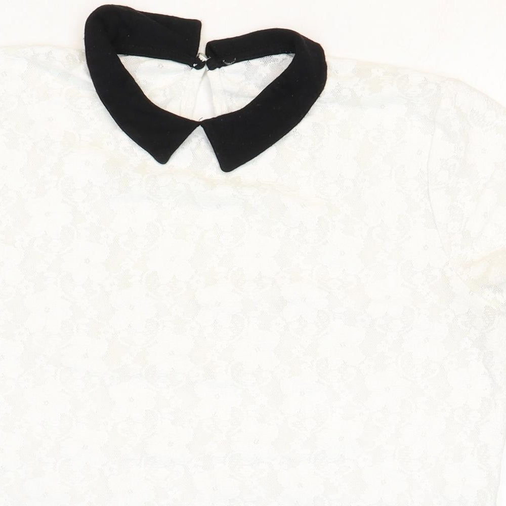 Atmosphere Womens White Geometric Polyester Basic Blouse Size 10 Collared