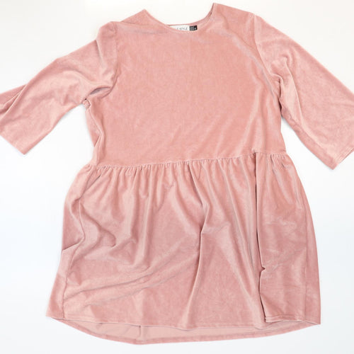 In the Style Womens Pink Polyester Fit & Flare Size 12 Round Neck Pullover