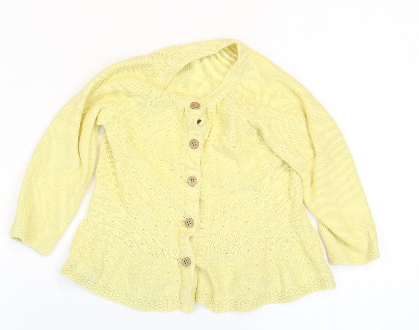 Nutmeg Girls Yellow 100% Cotton Cardigan Jumper Size 12-18 Months Buckle