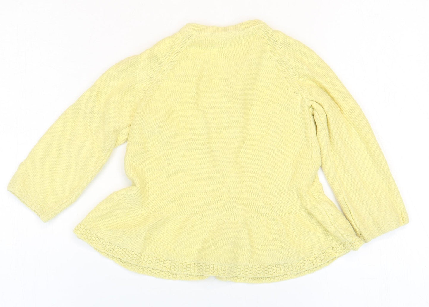 Nutmeg Girls Yellow 100% Cotton Cardigan Jumper Size 12-18 Months Buckle