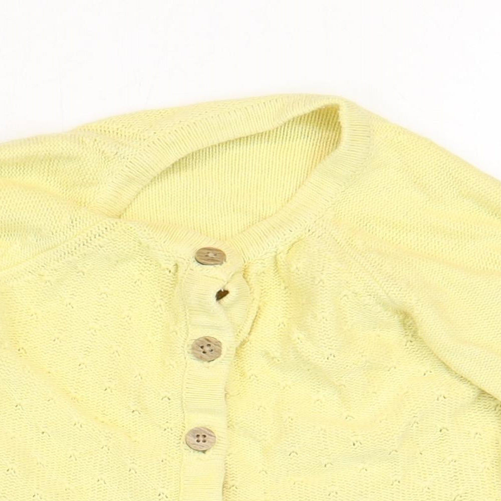 Nutmeg Girls Yellow 100% Cotton Cardigan Jumper Size 12-18 Months Buckle