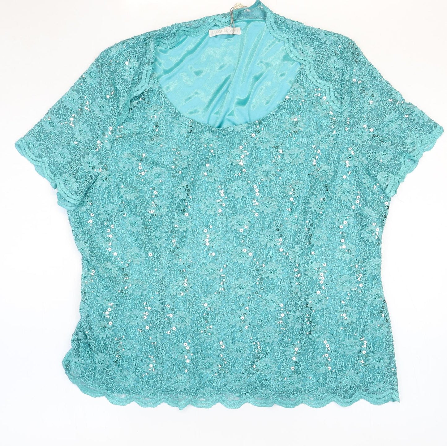 Jacques Vert Womens Blue Polyamide Basic T-Shirt Size 22 Round Neck