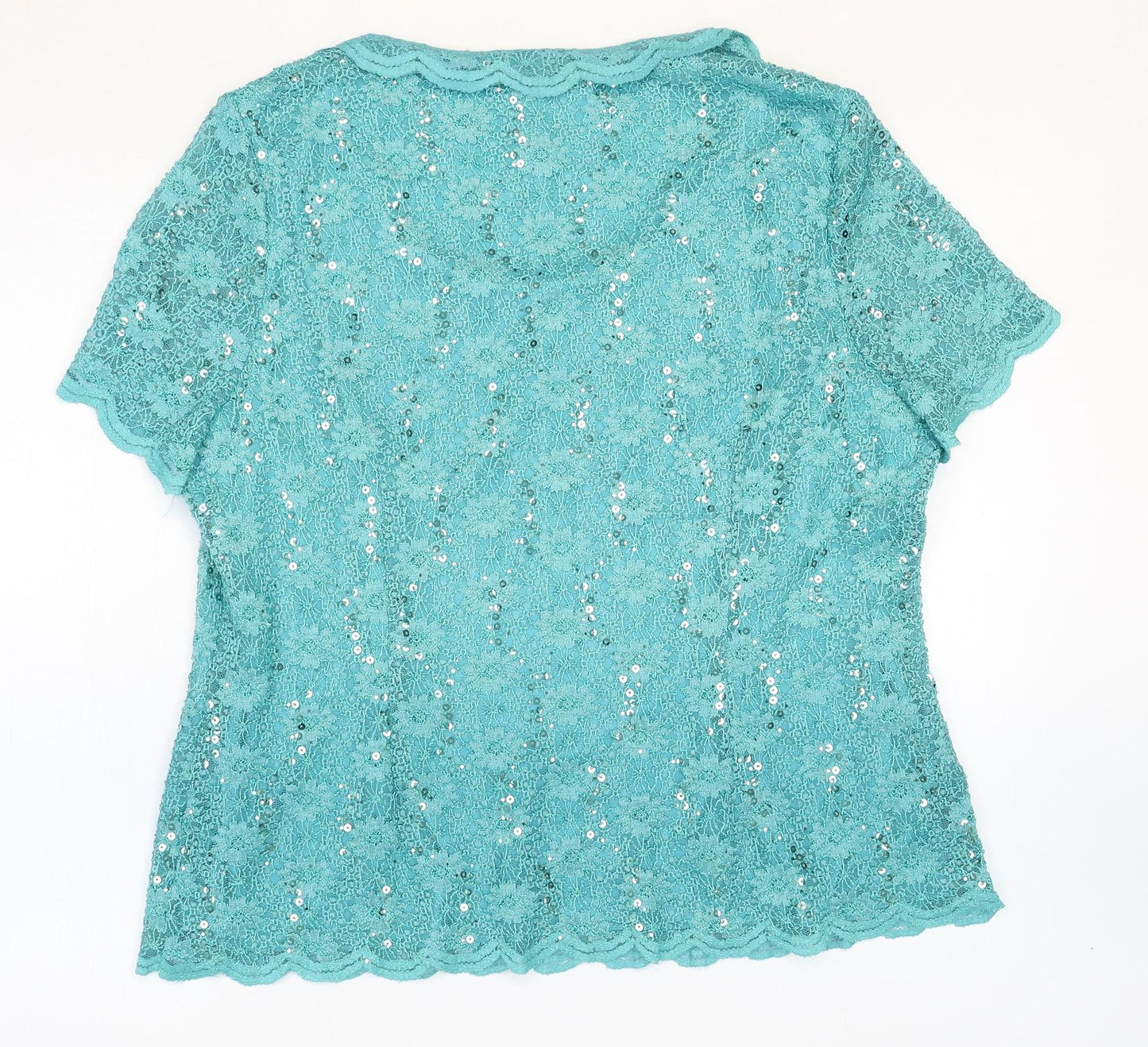 Jacques Vert Womens Blue Polyamide Basic T-Shirt Size 22 Round Neck