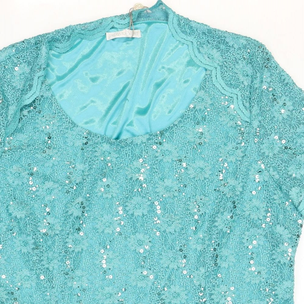 Jacques Vert Womens Blue Polyamide Basic T-Shirt Size 22 Round Neck