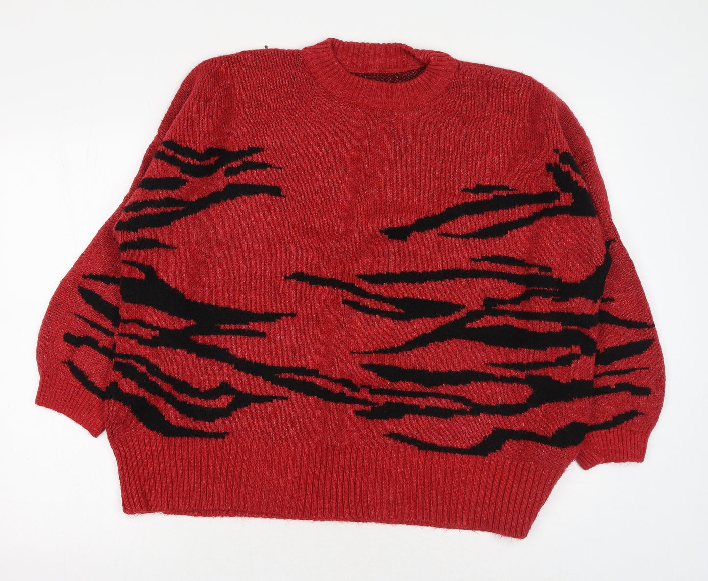 NEXT Womens Red Round Neck Geometric Acrylic Pullover Jumper Size XL