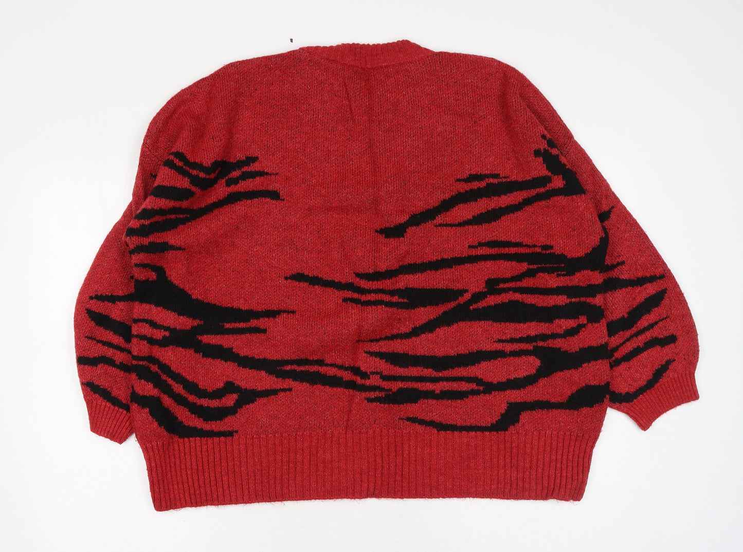 NEXT Womens Red Round Neck Geometric Acrylic Pullover Jumper Size XL