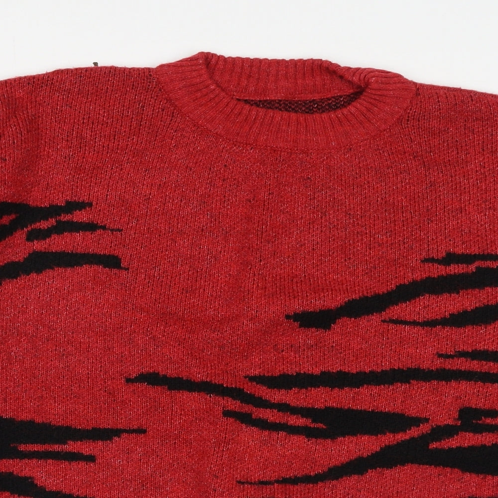 NEXT Womens Red Round Neck Geometric Acrylic Pullover Jumper Size XL