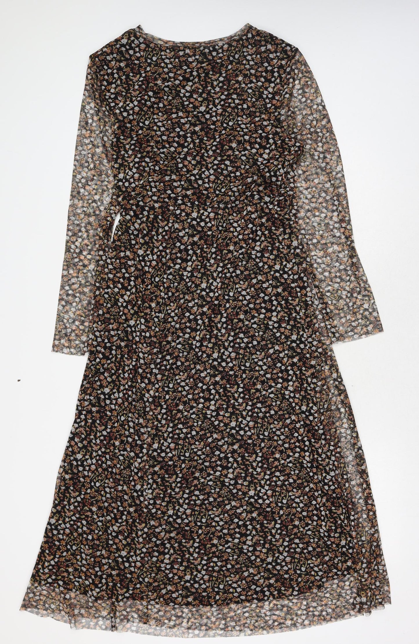 Nutmeg Womens Brown Geometric Polyester Maxi Size 16 Round Neck Pullover