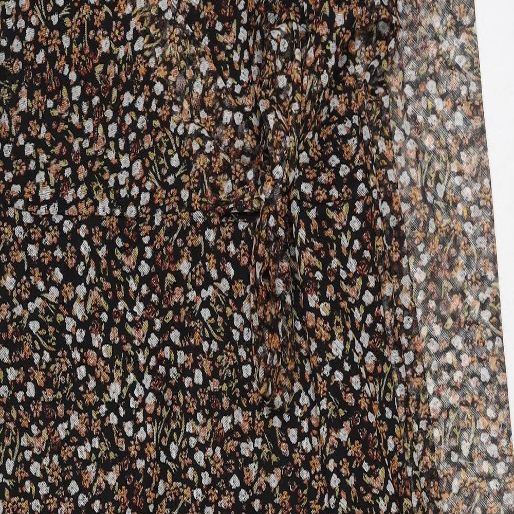 Nutmeg Womens Brown Geometric Polyester Maxi Size 16 Round Neck Pullover