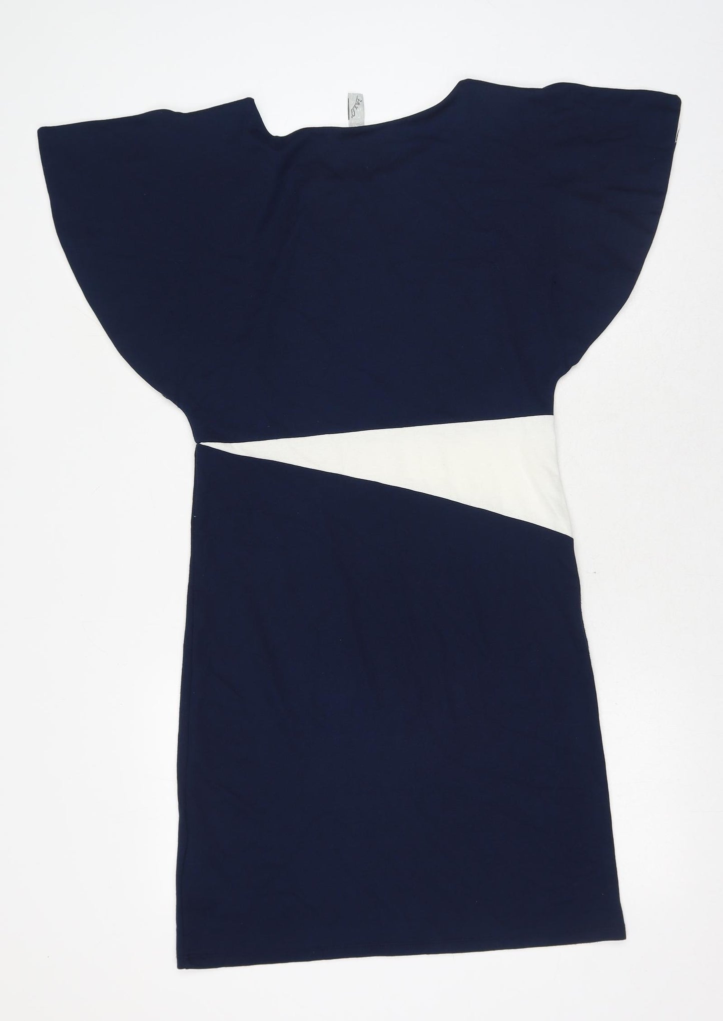 VAXO Womens Blue Geometric Polyester Shift Size S Round Neck Pullover